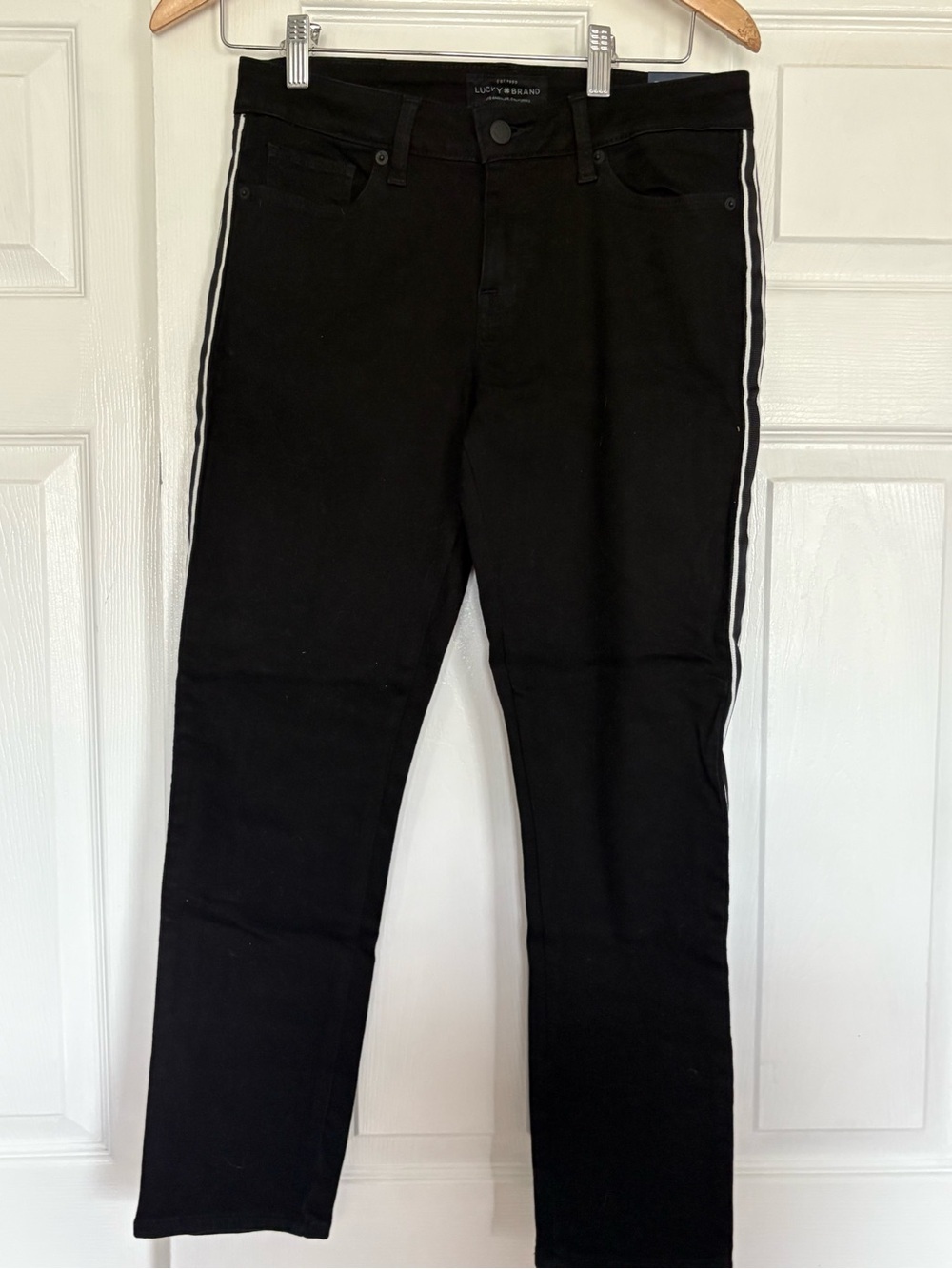 Lucky Brand Woman’s Black Slim Jeans with White Side Stripes
